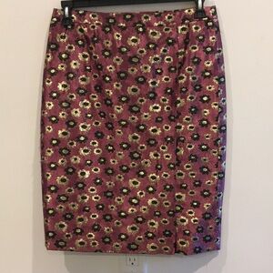 Women's Floral Metallic Pencil Skirt - Pink and Gold